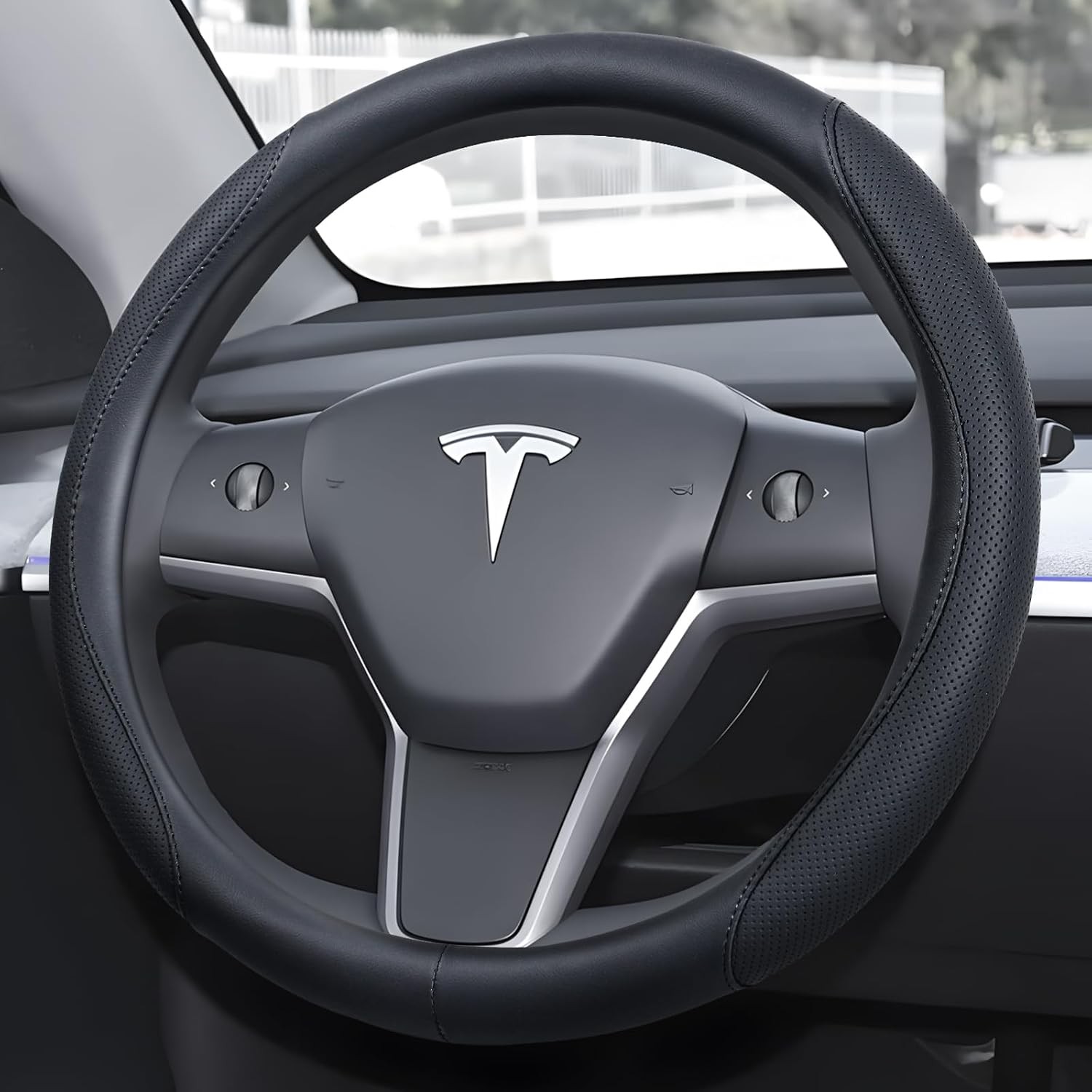 Nappa Leather Steering Wheel Cover for Tesla Model 3 2016- Highland and Model Y Nappa Leather Steering Wheel Cover for Tesla Model 3 2016- Highland and Model Y