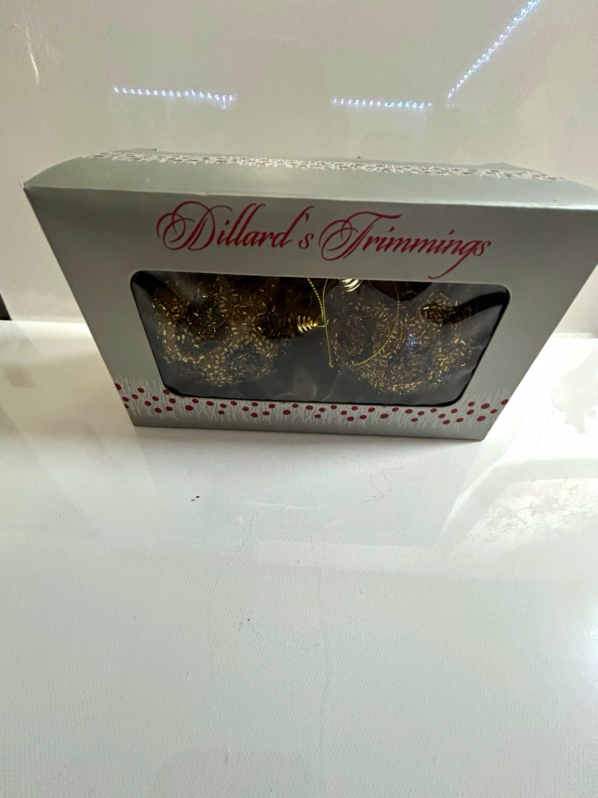 VTG Dillard's Trimmings Christmas Set of 2 Gold Glitter Leopard Print Ornaments. VTG Dillard's Trimmings Christmas Set of 2 Gold Glitter Leopard Print Ornaments.