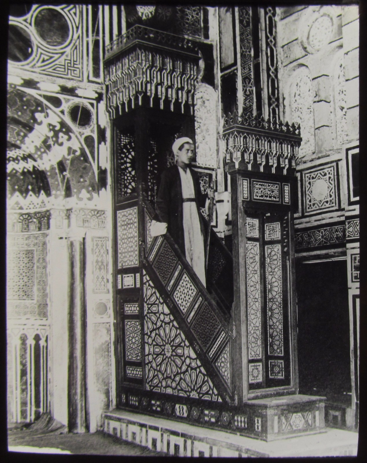 Glass Magic Lantern Slide CAIRO MOSQUE PULPIT C1900 PHOTO EGYPT