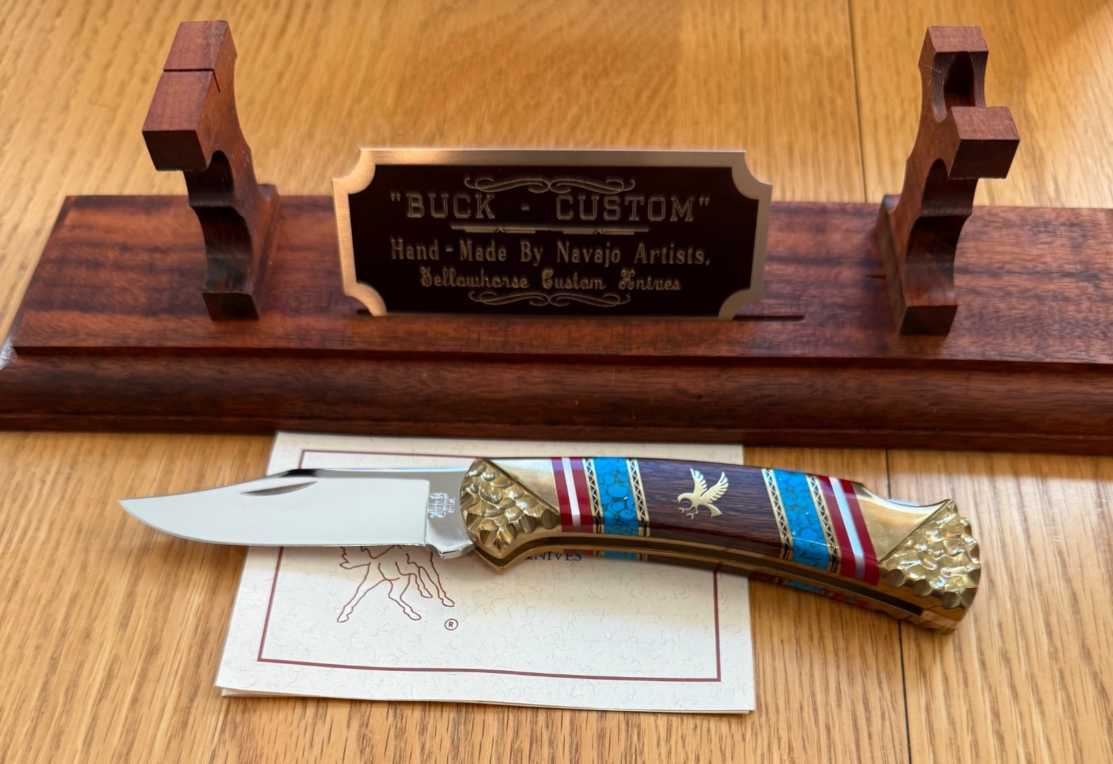 RARE BUCK DAVID YELLOWHORSE EAGLE 112 KNIFE NEVER USED   TS