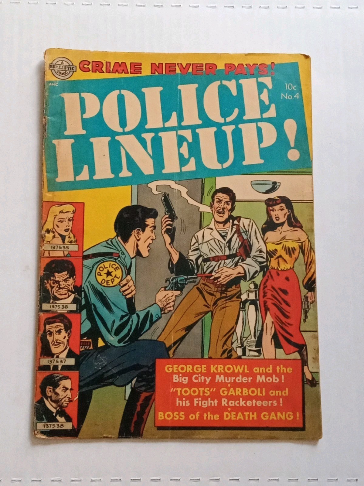 Vintage POLICE LINEUP COMIC BOOK NO.4 GEORGE KROWL,TOOTS GARBOLI 1952