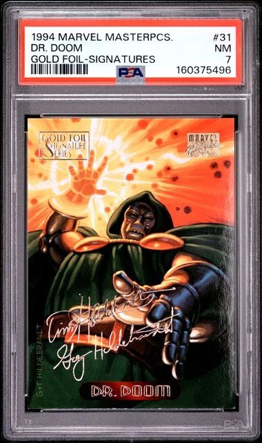 1994 Marvel Masterpieces #31 Dr. Doom : Gold Foil Signatures : PSA 7