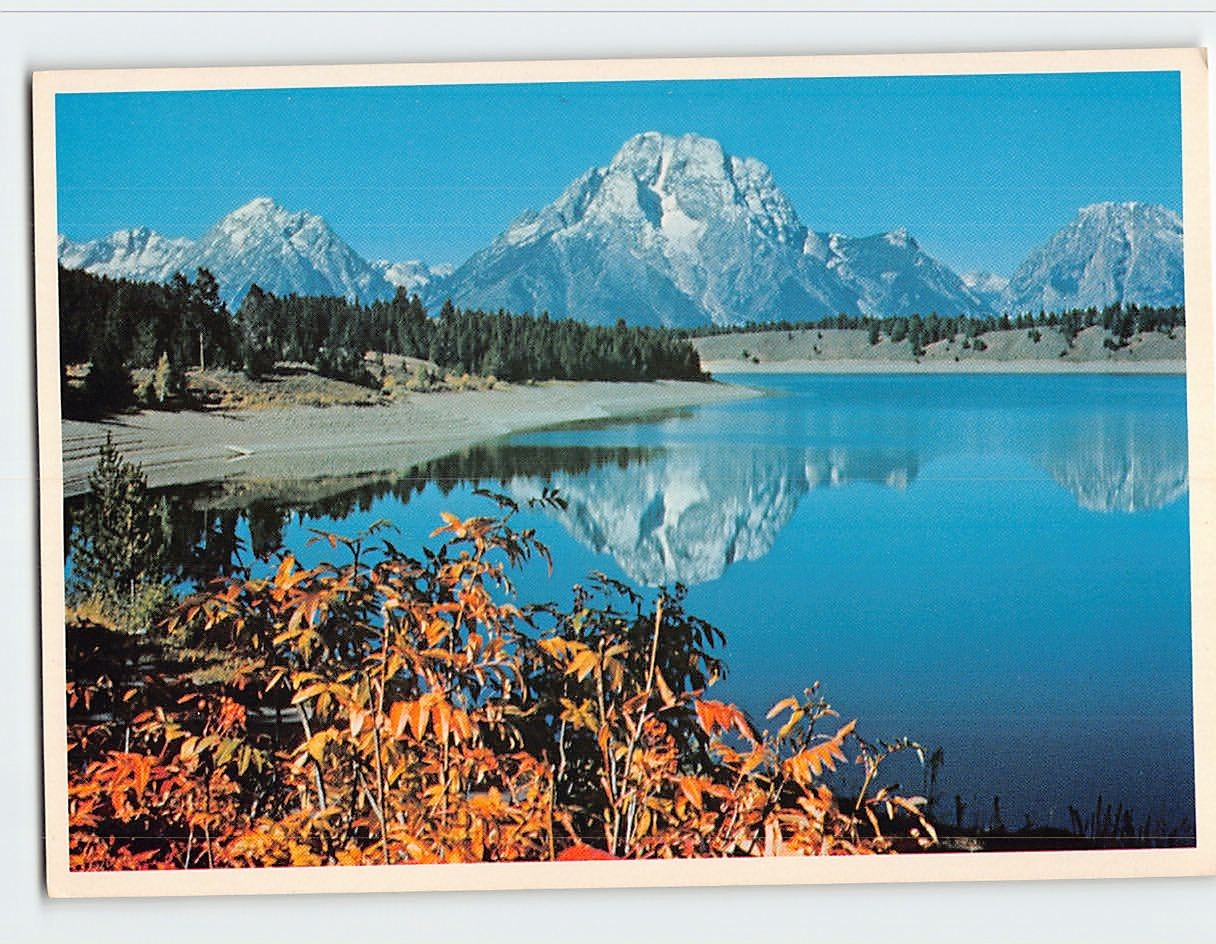 Postcard Mt. Moran & Jackson Lake Grand Teton National Park Wyoming USA