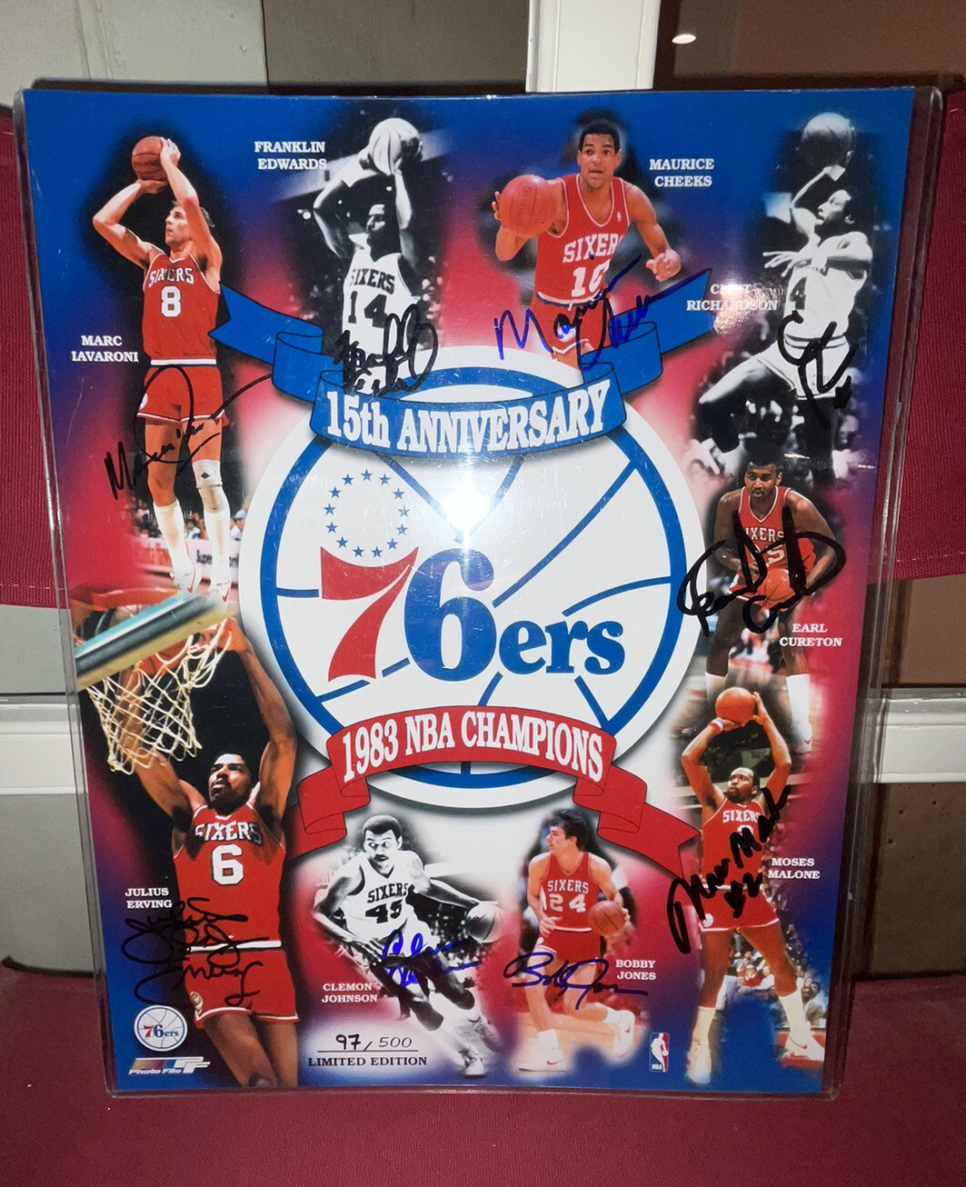 76ers 1982/83 NBA Champions Team signed/Autographed 11x14 Photo W COA