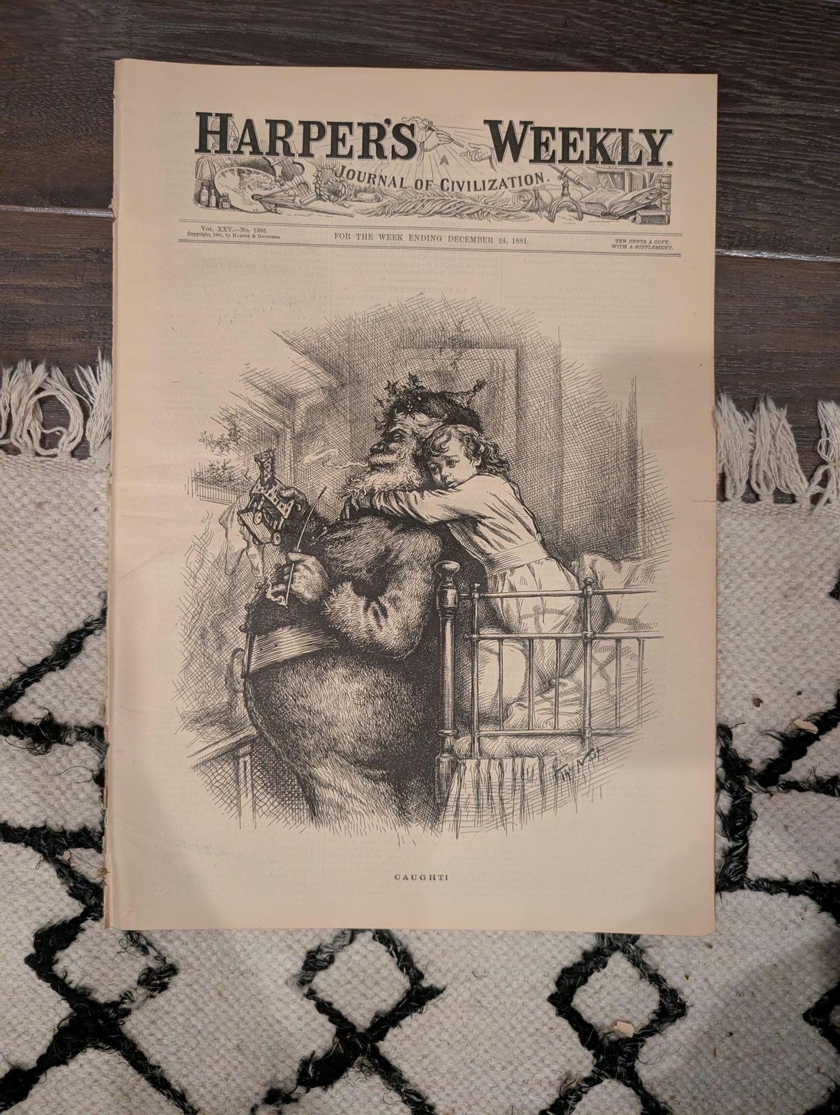 1881 Thomas Nast Santa Claus, Christmas Centerfold — Harpers Weekly Dec 24