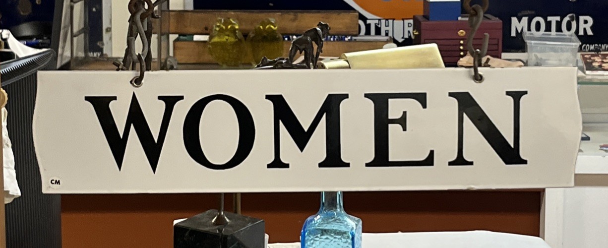 1940's Antique Vintage Porcelain WOMEN Rest Room Sign - Double Sided Gas Station