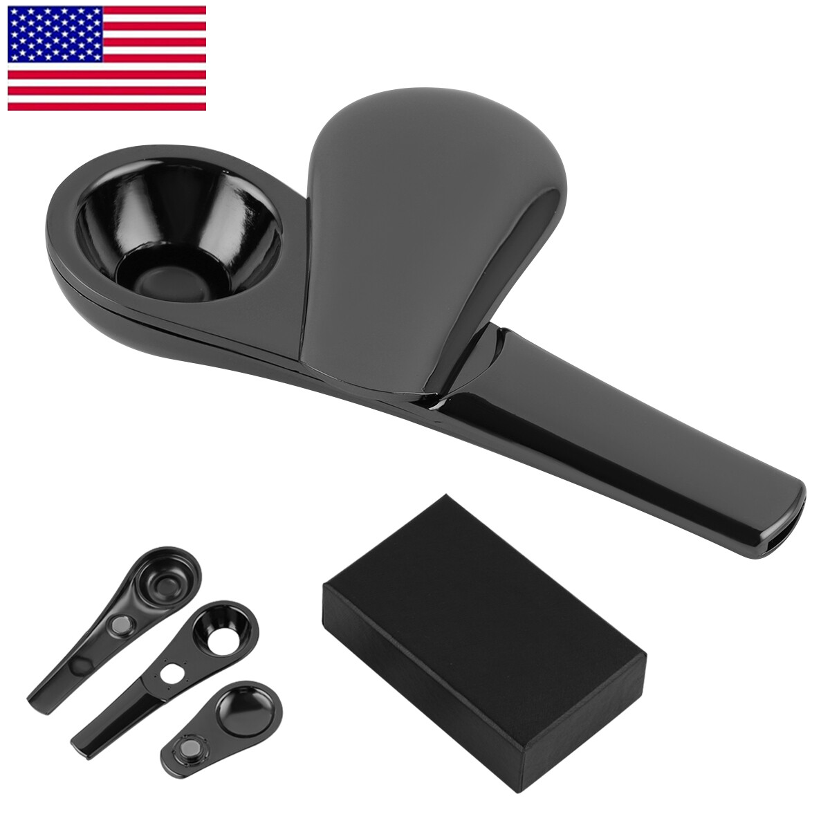 Portable Smoking Pipe Magnetic Metal Spoon Silver With Gift Box for Men Gift S++