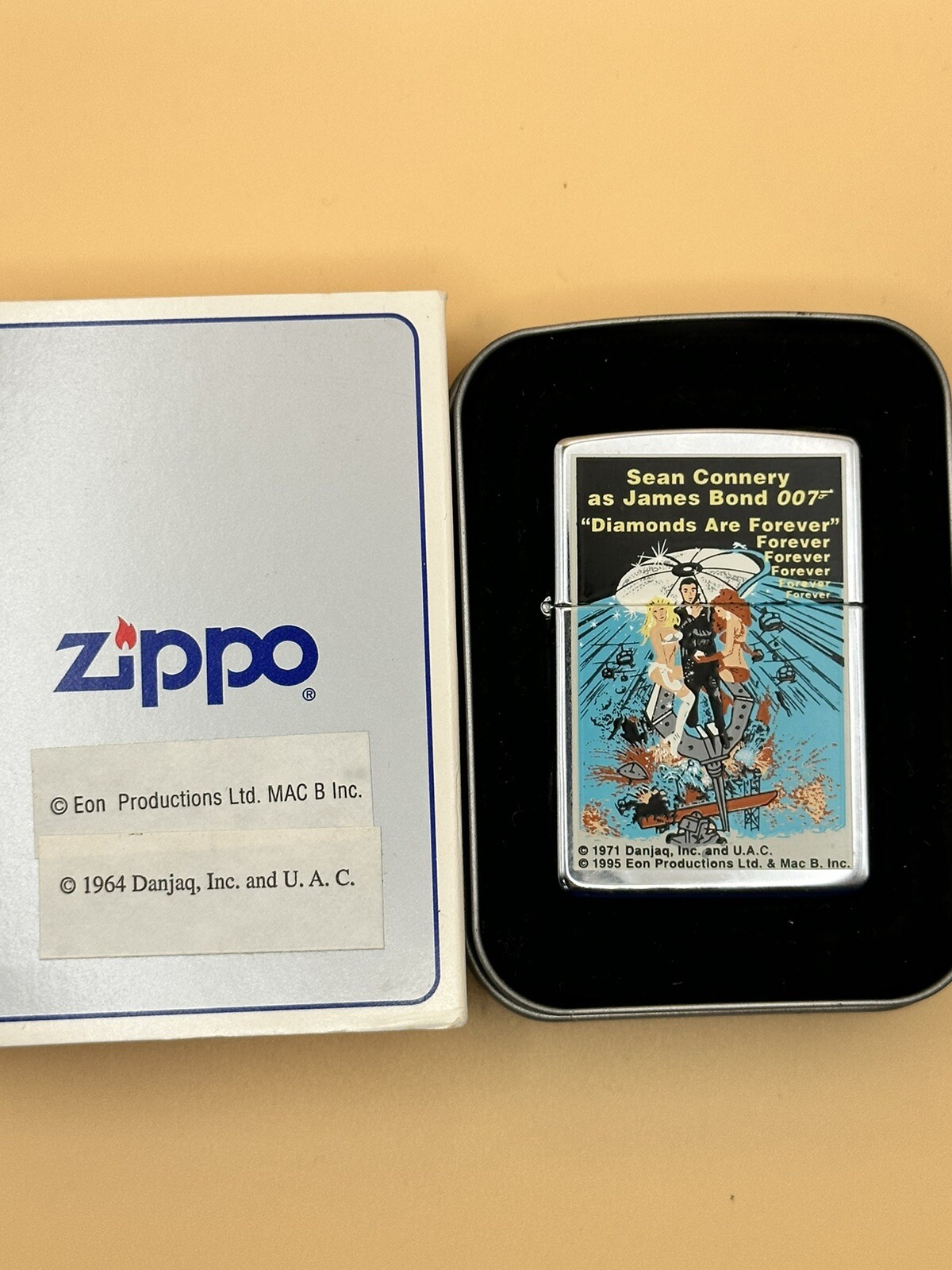 1996 James Bond Sean Connery Diamonds Are Forever Zippo Lighter New