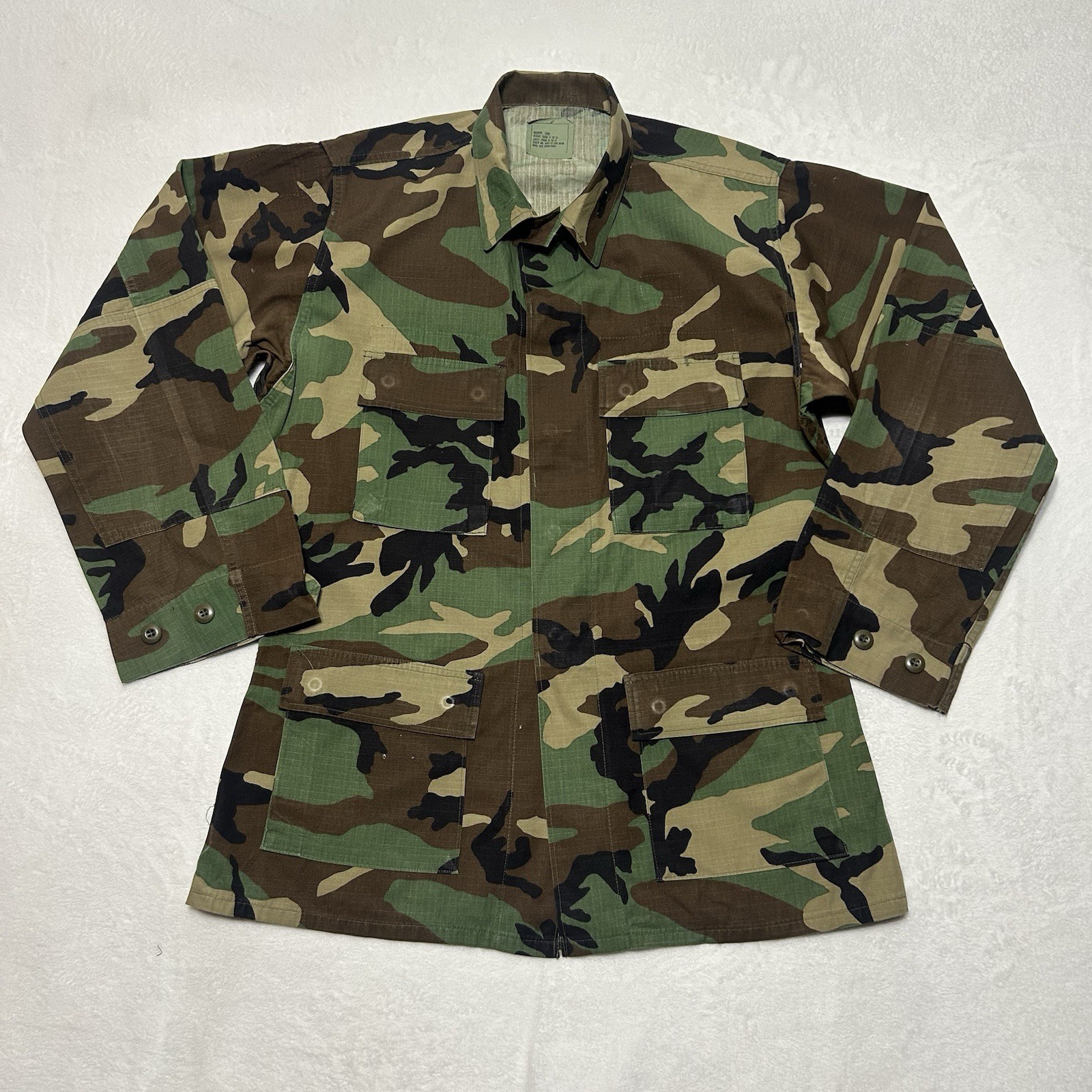 Vintage 1990s/2000s US Army BDU Woodland Combat Coat Medium Long Ripstop Milit