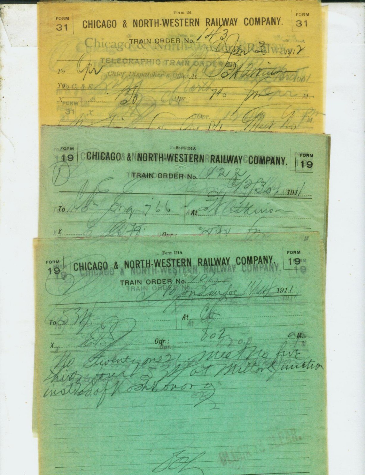 FORT DODGE, DES MOINES & SOUTHERN RY. TRAIN ORDERS (10) BOONE, IOWA  1955 - 1959