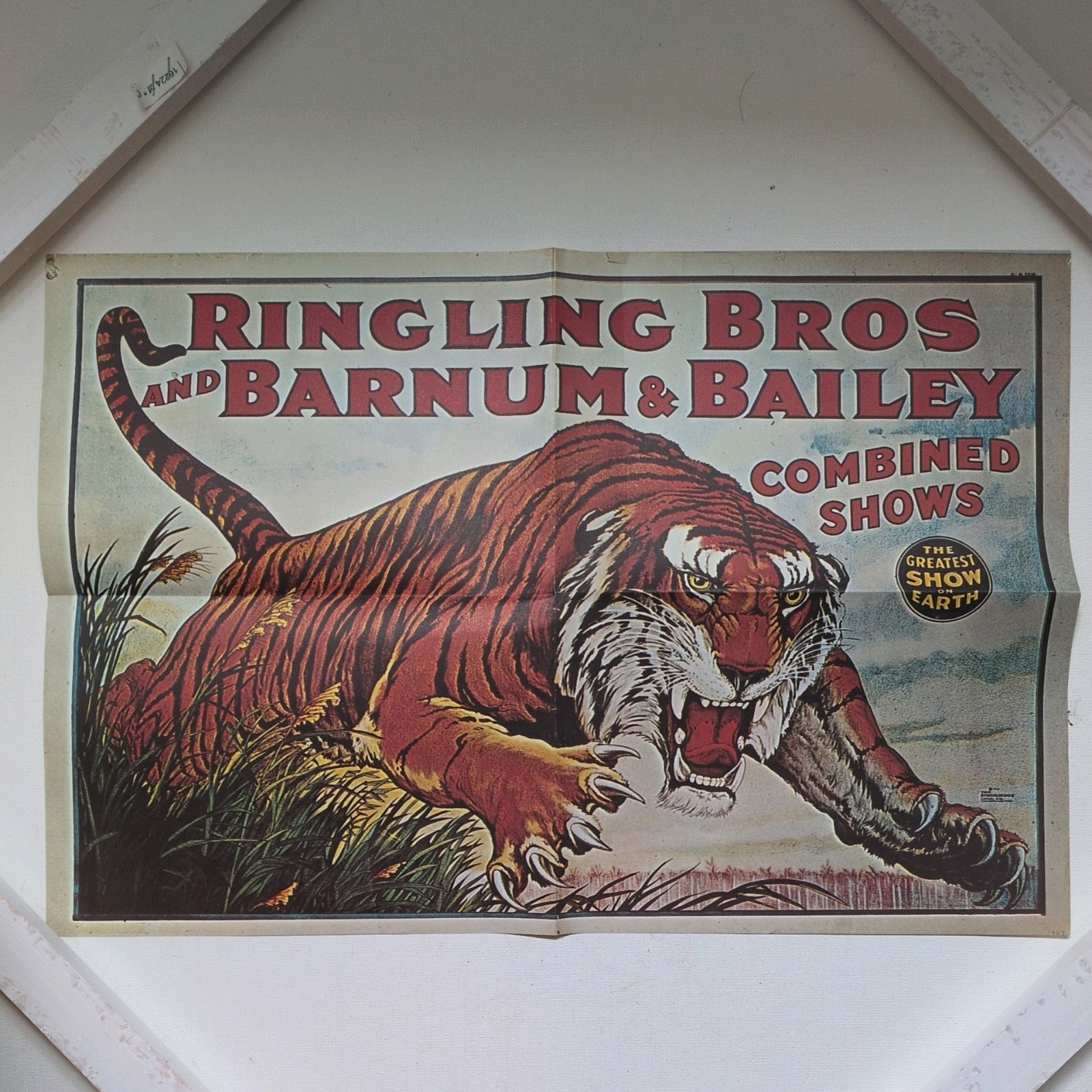 Vintage 1930s Ringling Bros Circus Tiger - Poster 24x17