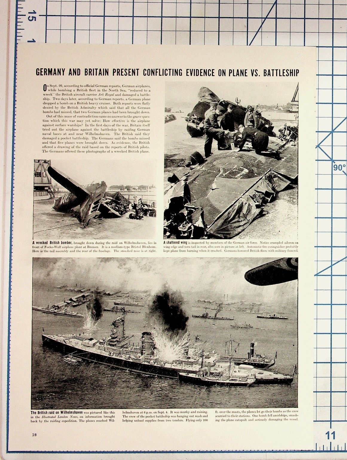 1939 WWII News Page Germany Britain Air Raid Wilhelmshaven Bristol Blenheim 1939 WWII News Page Germany Britain Air Raid Wilhelmshaven Bristol Blenheim