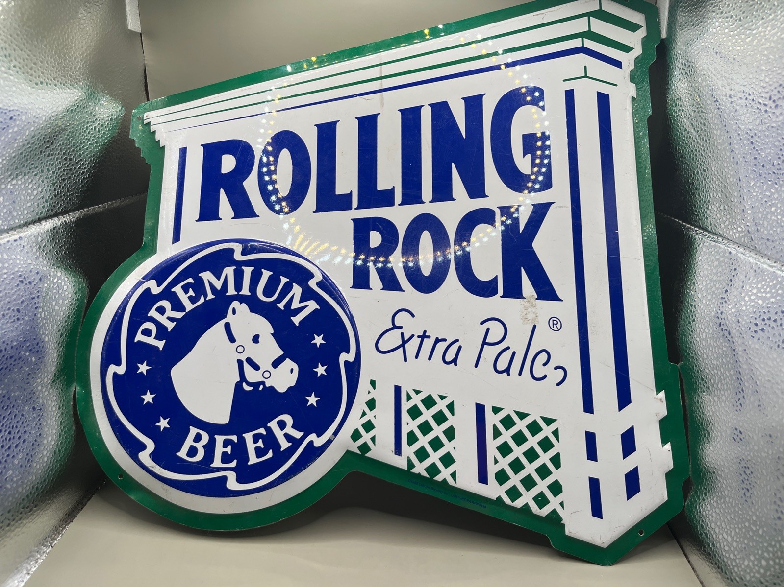 Vintage Original Rolling Rock 1998 Beer Tin Beer Sign  16” x 15” - Latrobe PA