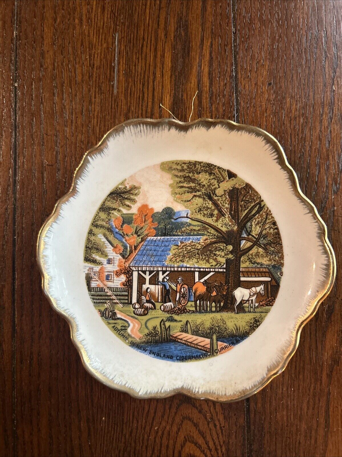 Vintage Collectible 4 Currier & Ives Season Plates - Golden Apricot