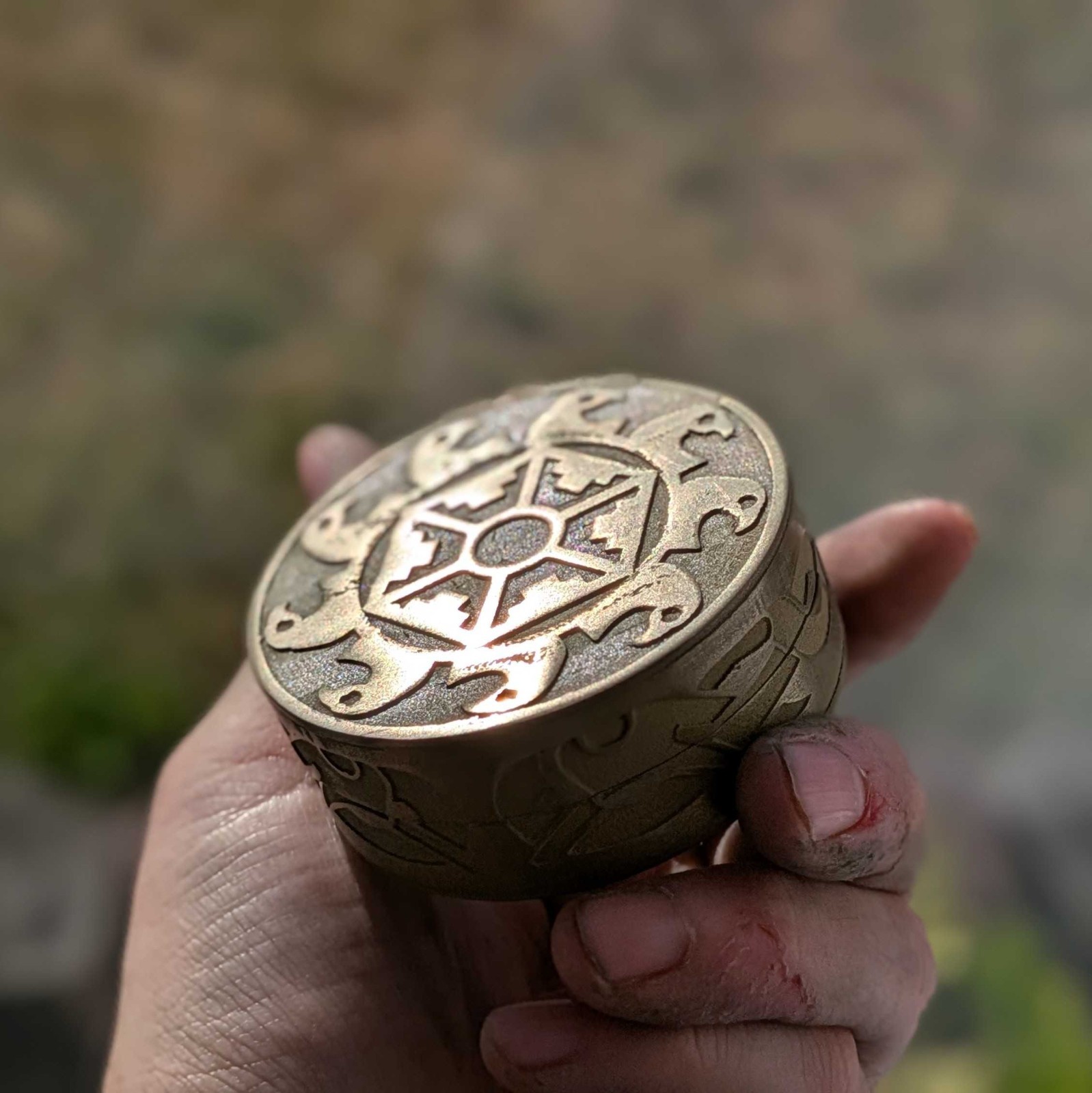 Steel/Brass Magnetic Snuff, Snus Storage Can - Saxon Dragon