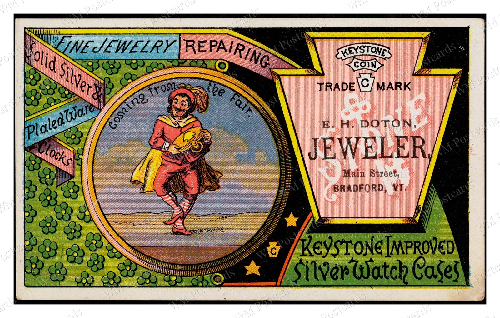 Bradford Vermont circa 1880s Jewelry Trade Card Standard Postcard