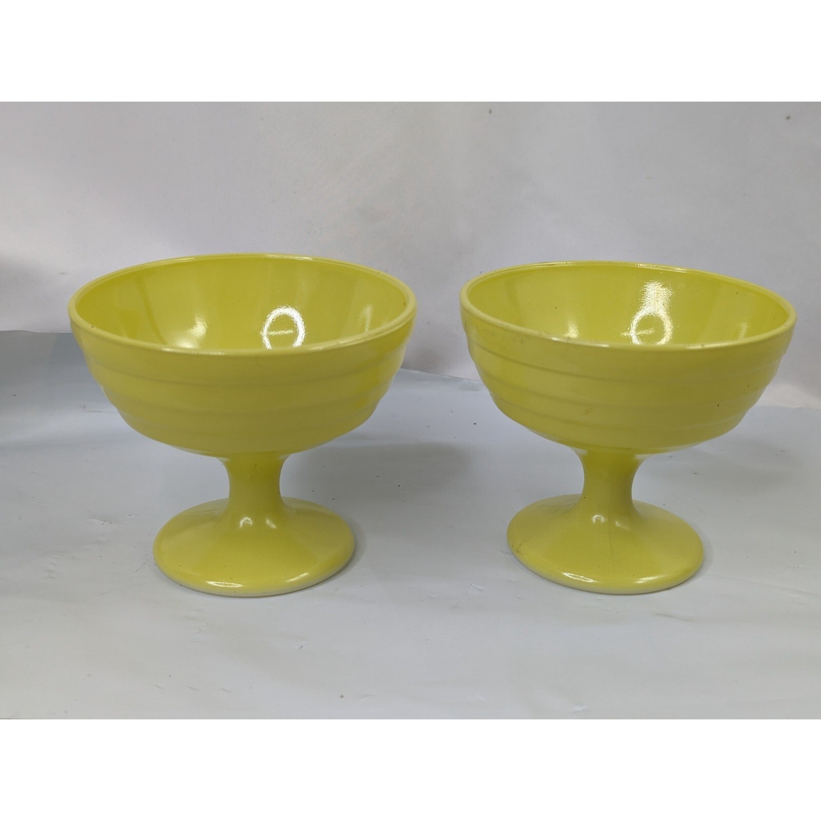 Hazel Atlas Platonite Sundae Sherbet Ice Cream Cups Yellow Lot of 2