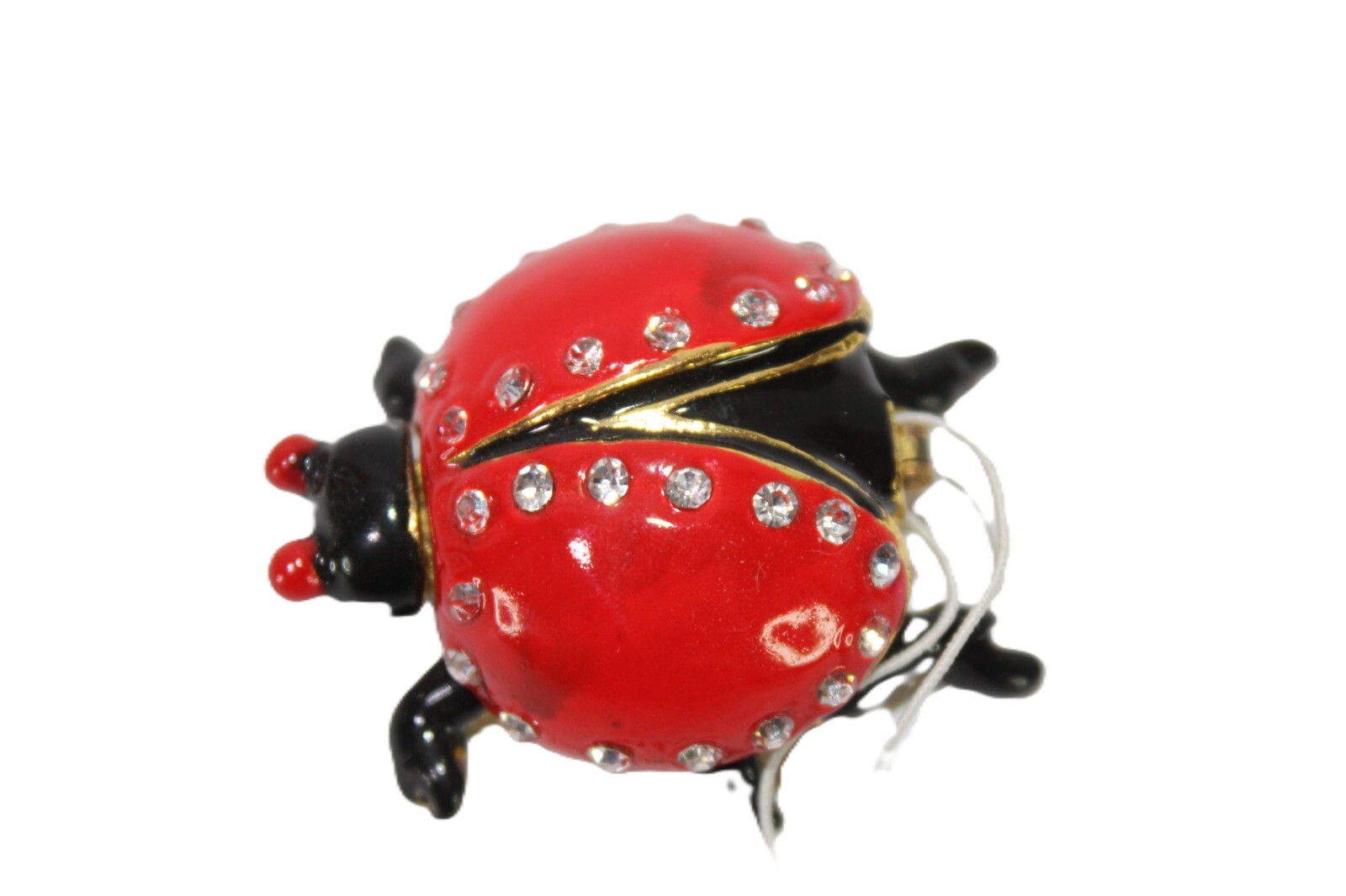 NWT Hobby Lobby Metal Enamel Red Black Ladybug Trinket Box Bejeweled Figurine