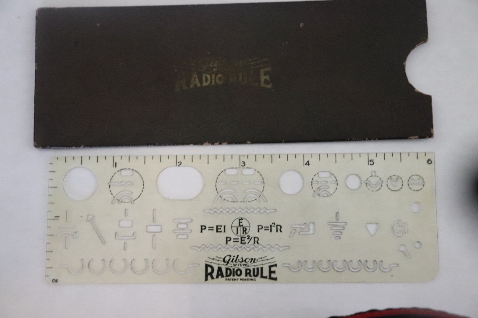 vintage Gilson Radio Rule stencil for circuit diagrams with sleeve