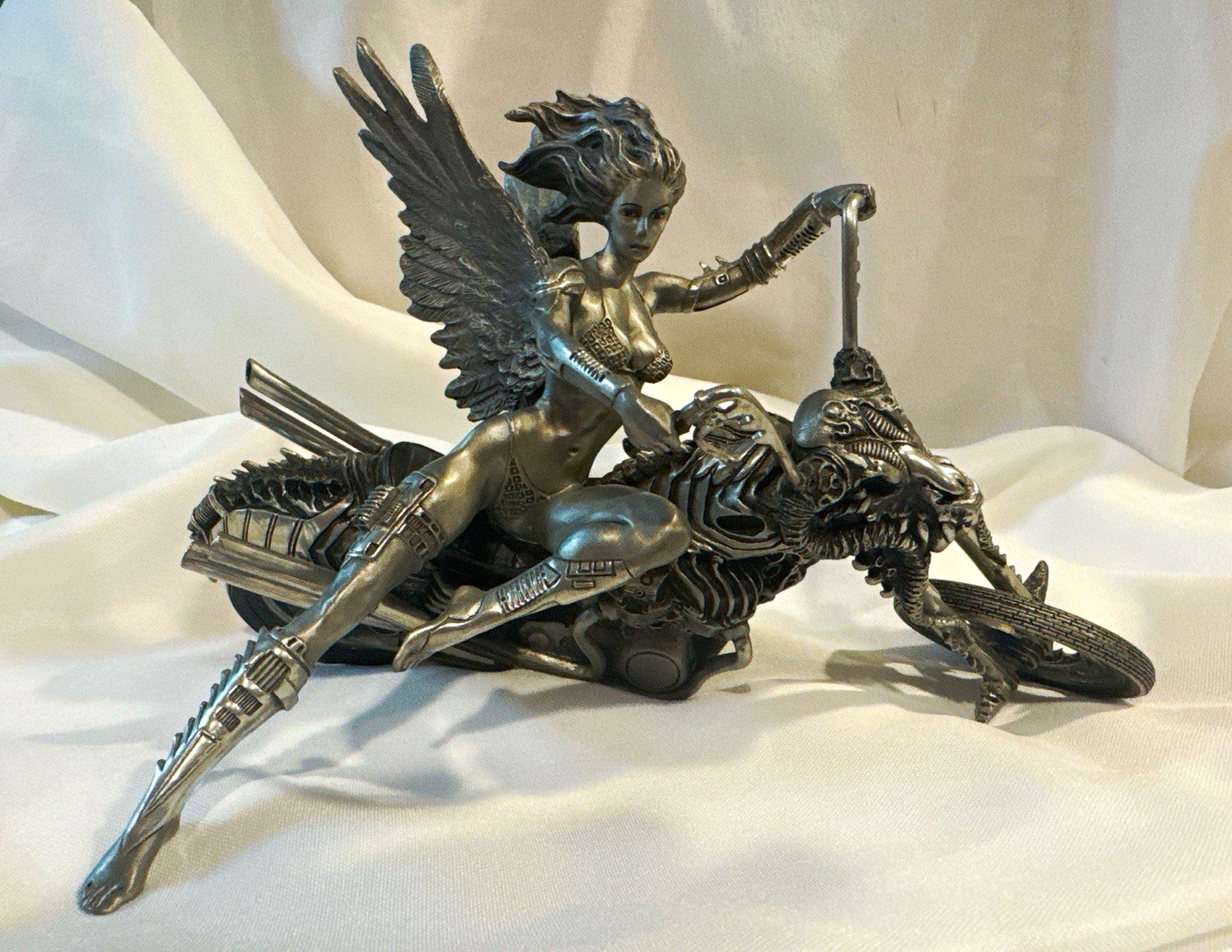 Franklin Mint Julie Bell Temptation Rides Pewter Motorcycle Sculpture 1999