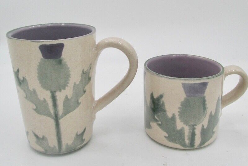 Two ANTA Scottish Stoneware Thistle Mugs