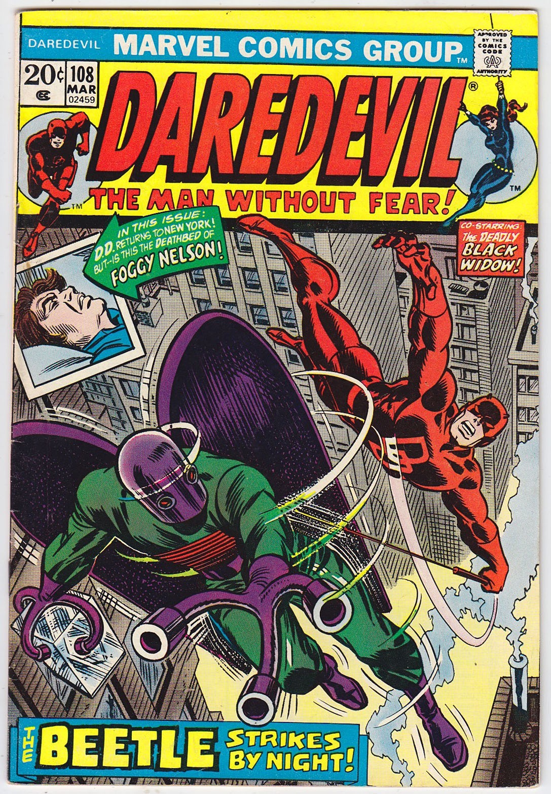 Daredevil #108, 1974, 1st Black Spectre Mandrill Beetle Black Widow VF 8.0 Daredevil #108, 1974, 1st Black Spectre Mandrill Beetle Black Widow VF 8.0