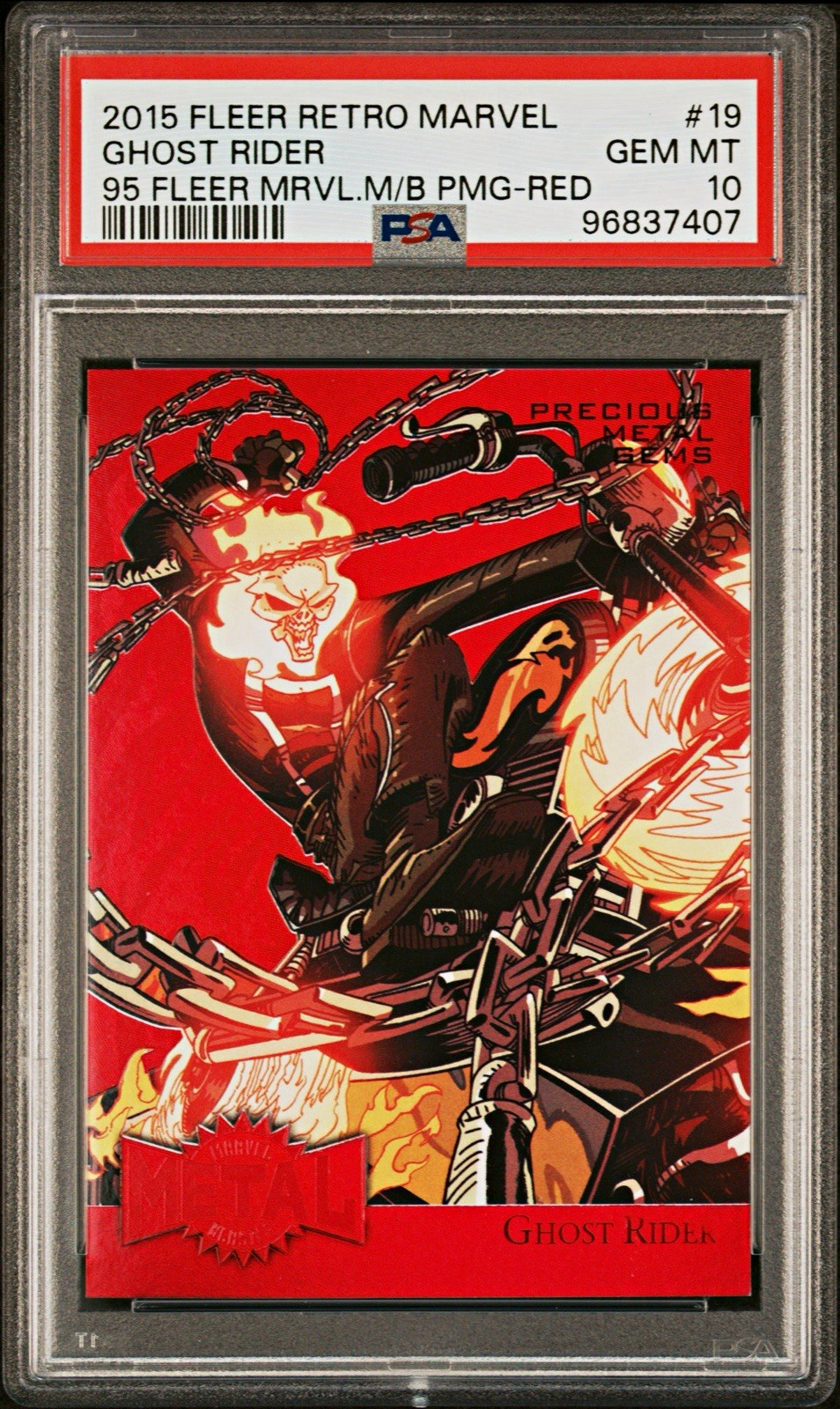 2015 Fleer Retro Marvel Ghost Rider #19 Precious Metal Gems Red PMG PSA 10 pop 1