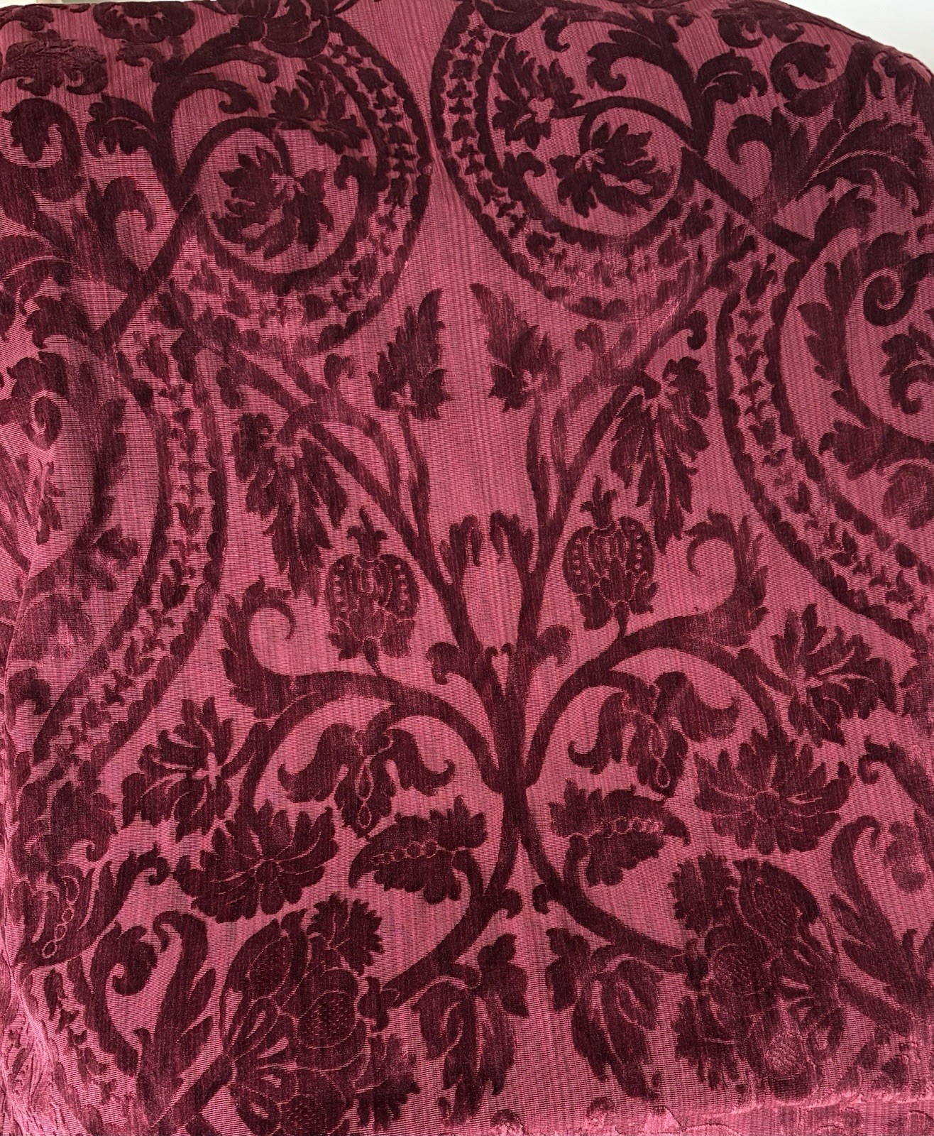 Superb French Pierre Frey Florentine Floral Cut Velvet Fabric ~ Raspberry Red