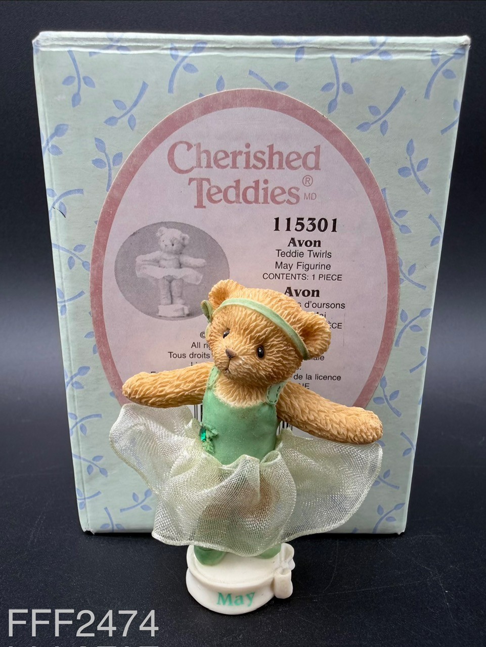 2004 Enesco Cherished Teddies, Avon Teddie Twirls May Figurine #115301