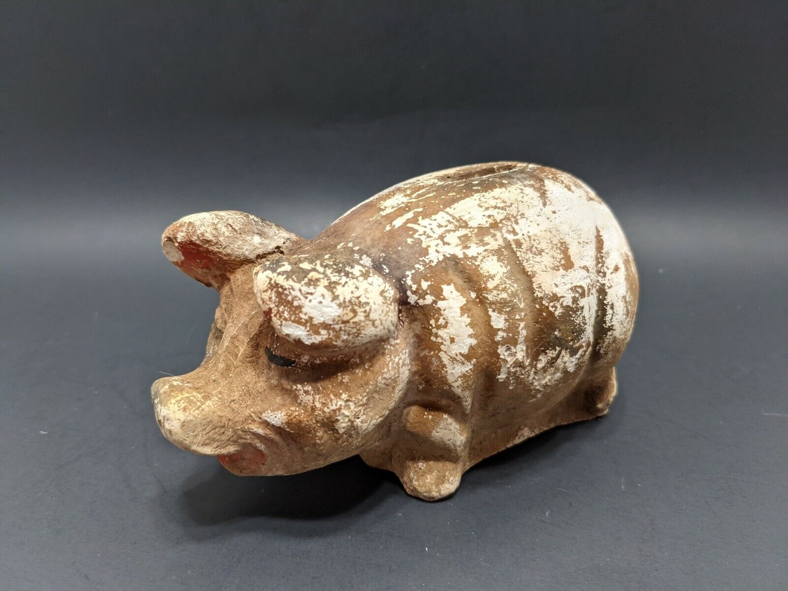 Chalk Piggy Bank Rustic Pig Vintage Farm Animal Country Collectable  6.5\