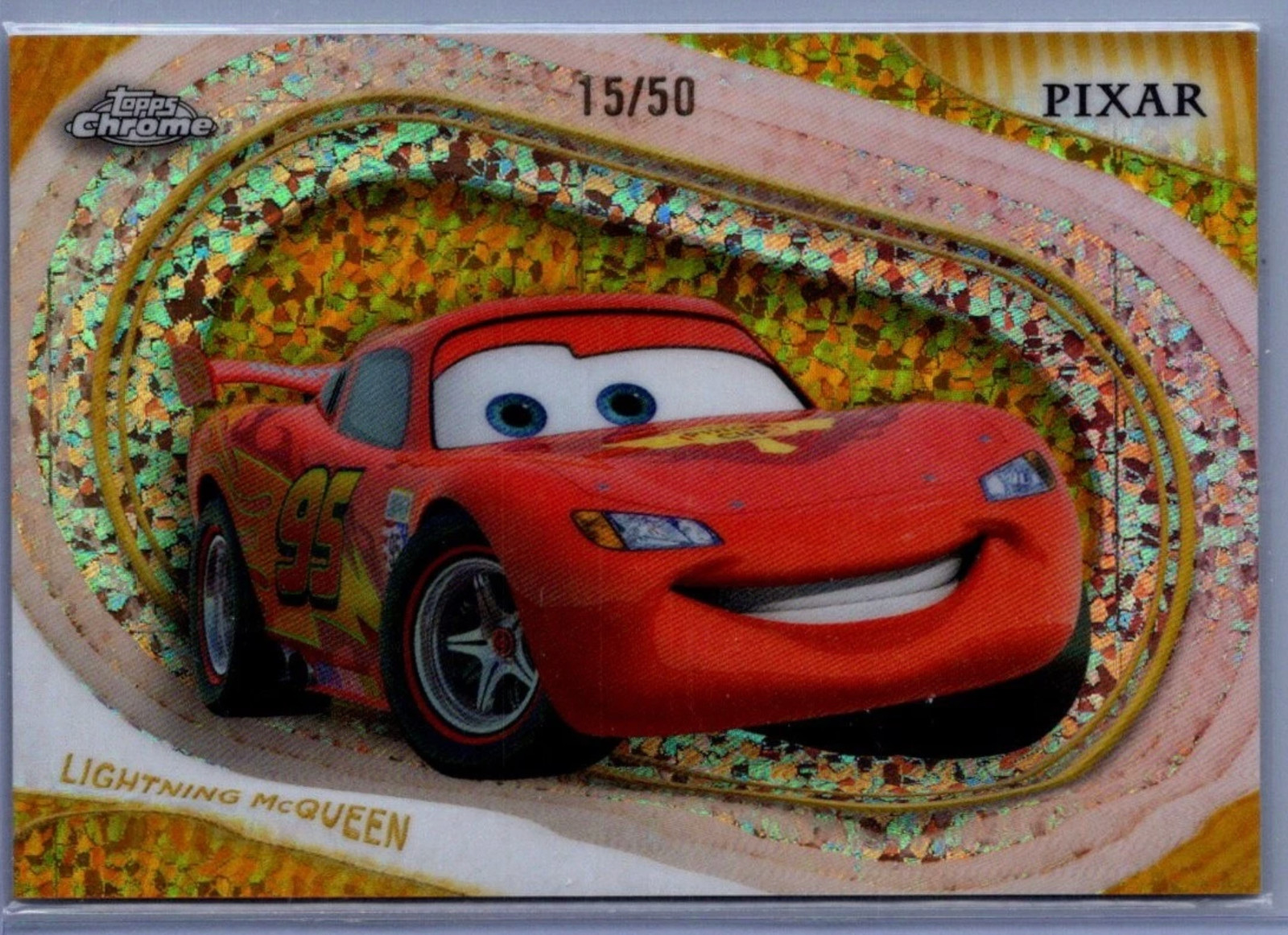 2025 Topps Chrome Disney #50 Lightning McQueen Gold Mini-Diamonds  #15/50