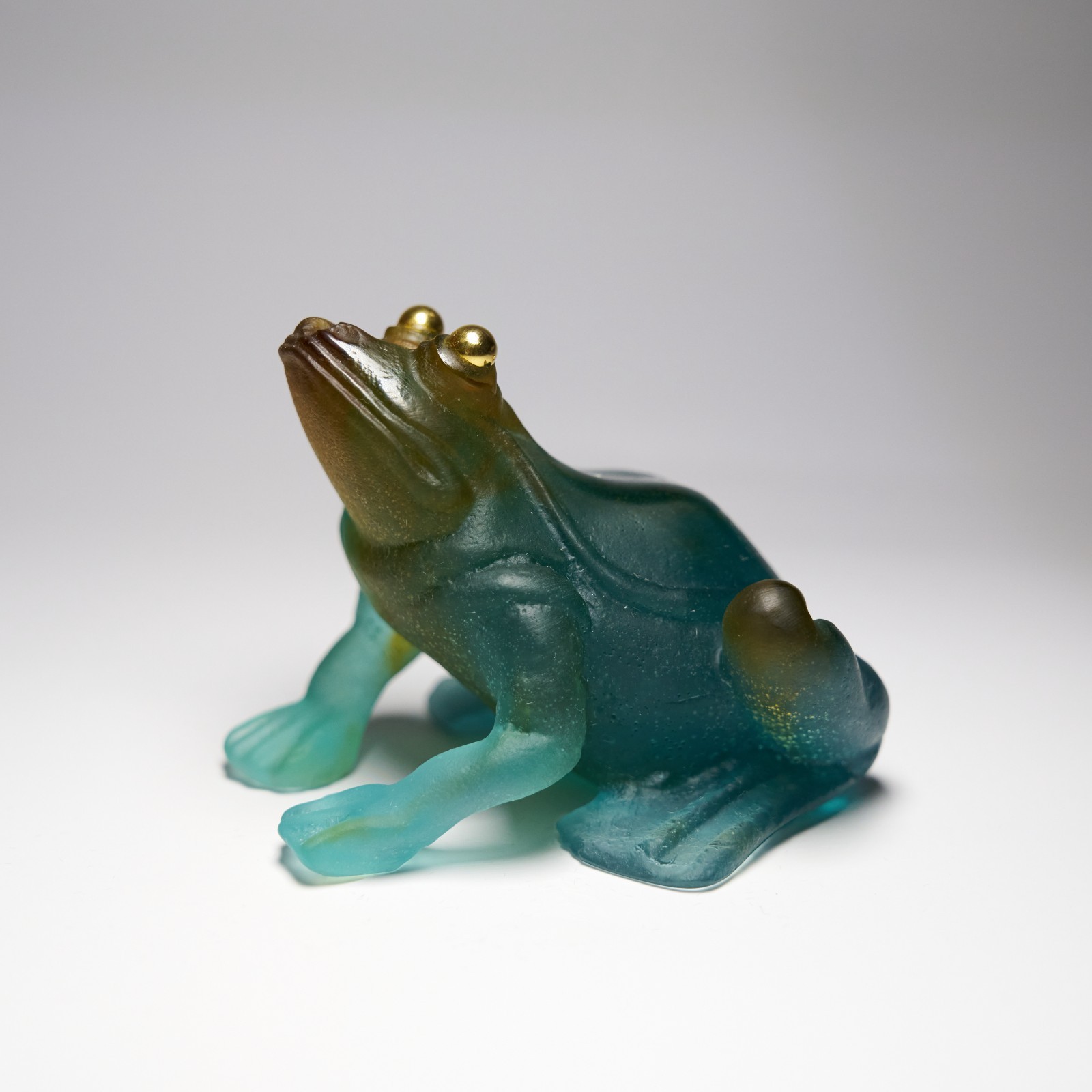Daum France Pâte-de-Verre Frog Turquoise “Secret de Parfum” – Gold Eyes – Origin