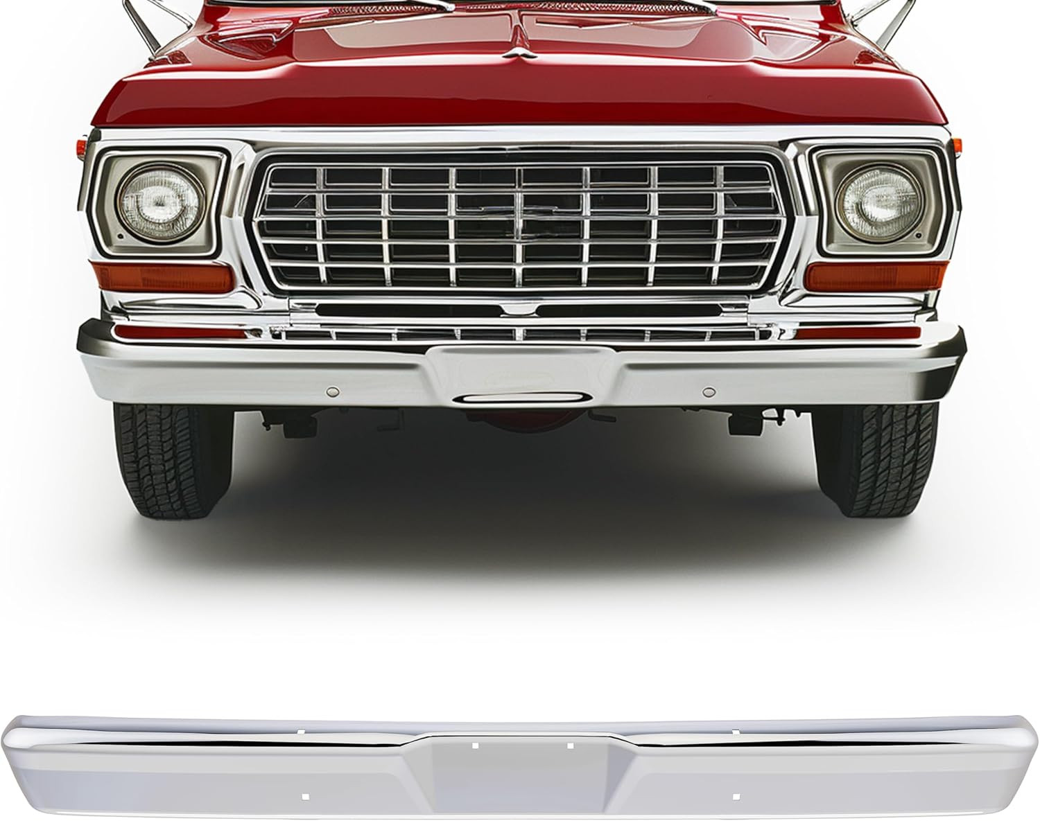 Front Bumper Face Bar Compatible with 1964-1977 Ford F100 F250 F350 1975-1977 F1