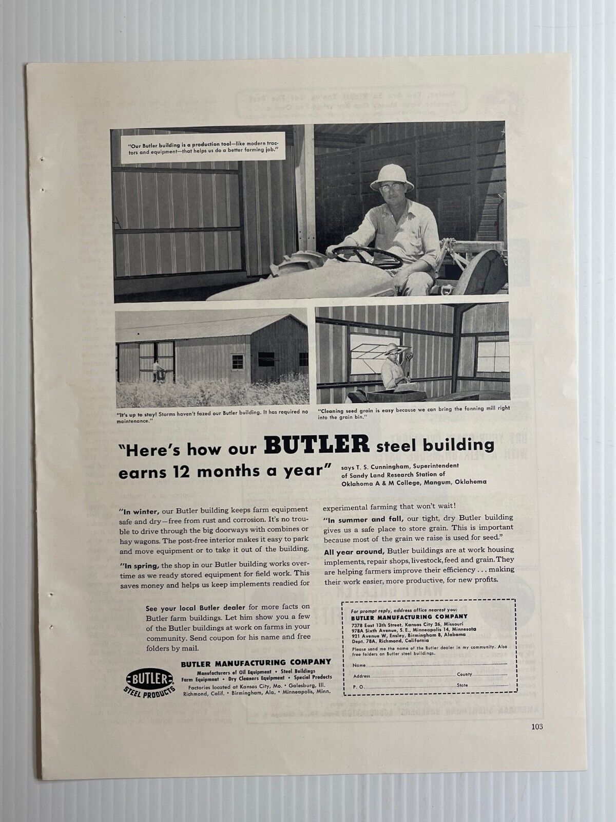 1950s Butler Steel Buildings - Original Print Advertisement (9.5in x 13in)