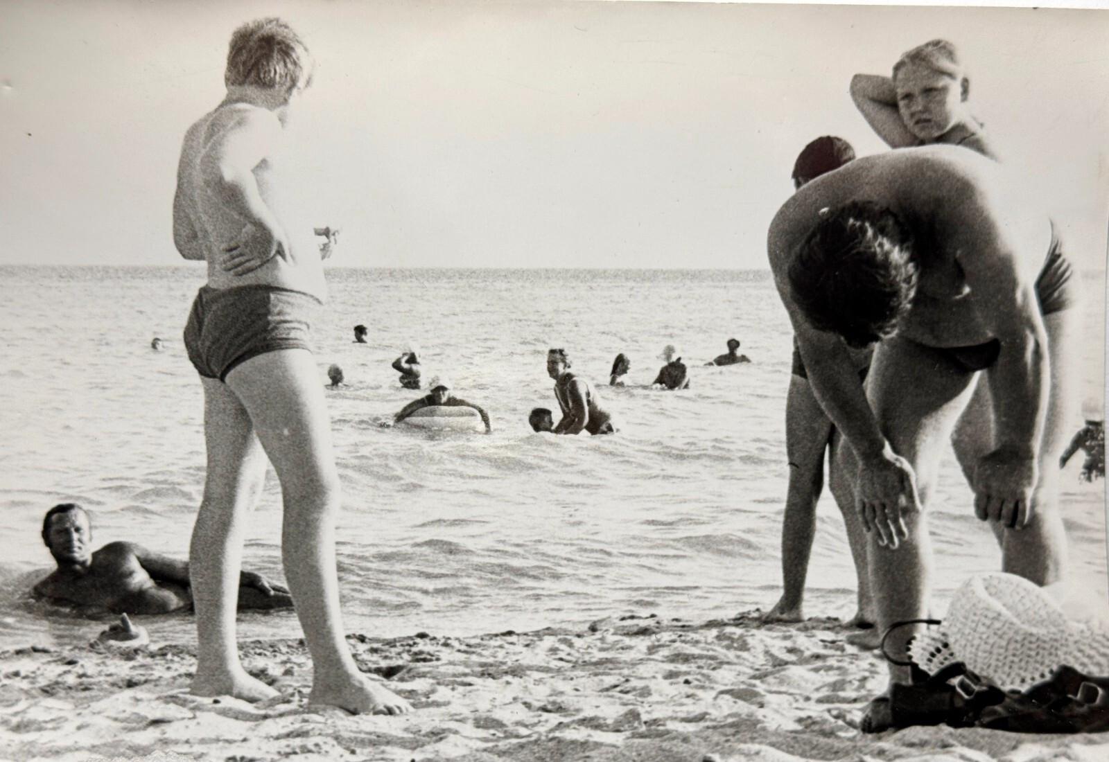 1960s Soviet Shirtless Muscle Men Trunks Beach Sea Beefcake Gay Interest Photo