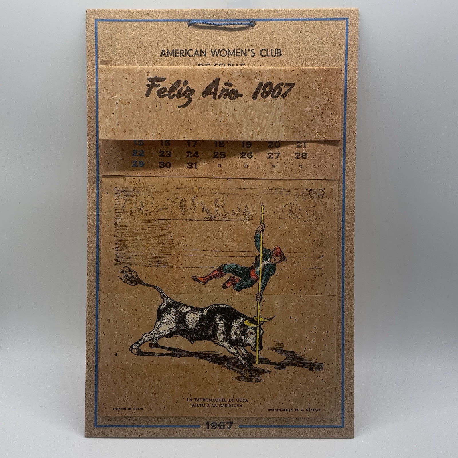 American Women’s Club Of Seville 1967 CALENDAR Spain Rare Bullfighting American Women’s Club Of Seville 1967 CALENDAR Spain Rare Bullfighting
