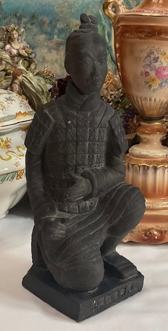 10.75” h Lg Vintage Chinese Terracotta Warrior Kneeling Archer Statue A&C Trade