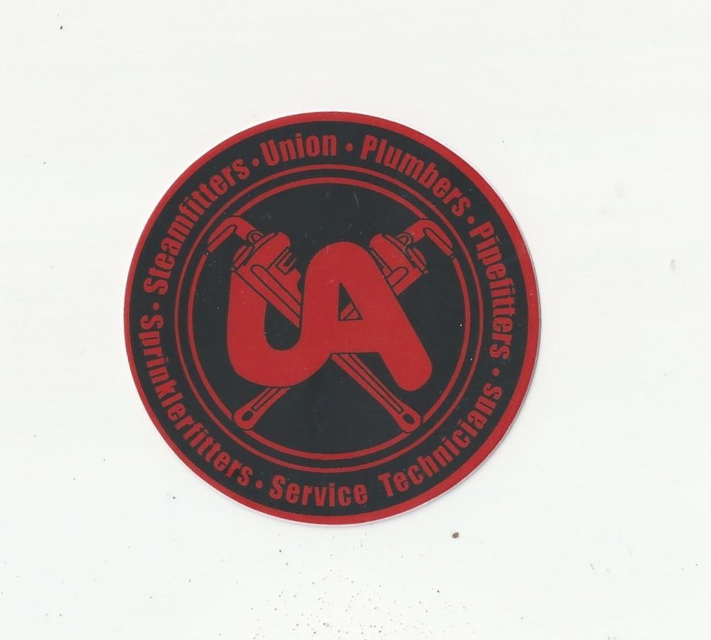 RETRO 90s Era UA PLUMBERS PIPEFITTERS STEAMFITTERS  RED BLACK  Insignia Sticker