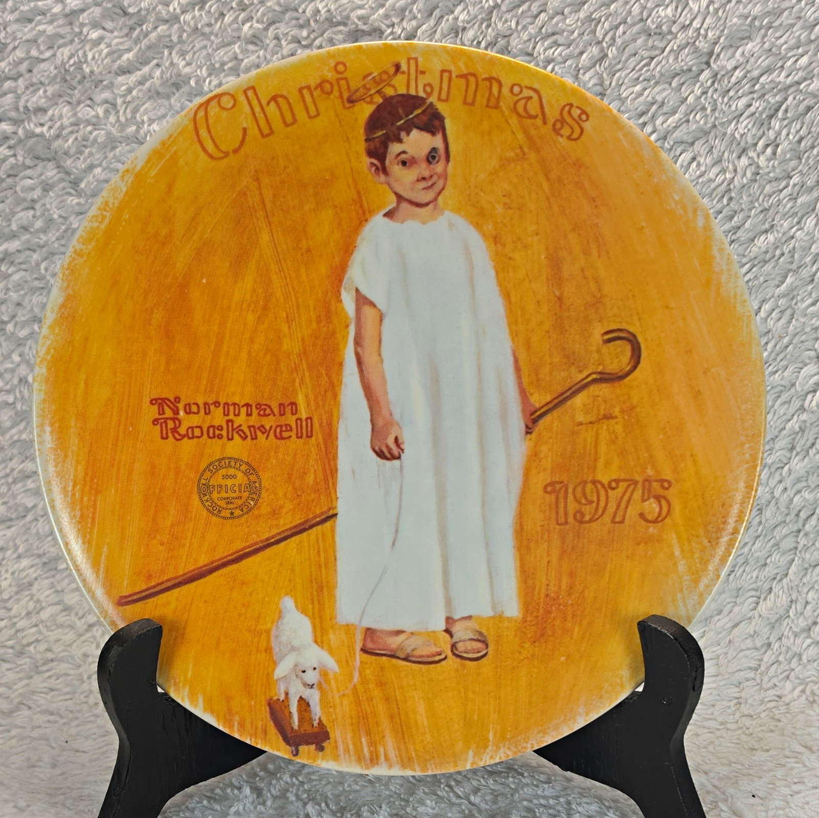 Vintage Knowles Norman Rockwell Angel With A Black Eye Christmas Plate 1975