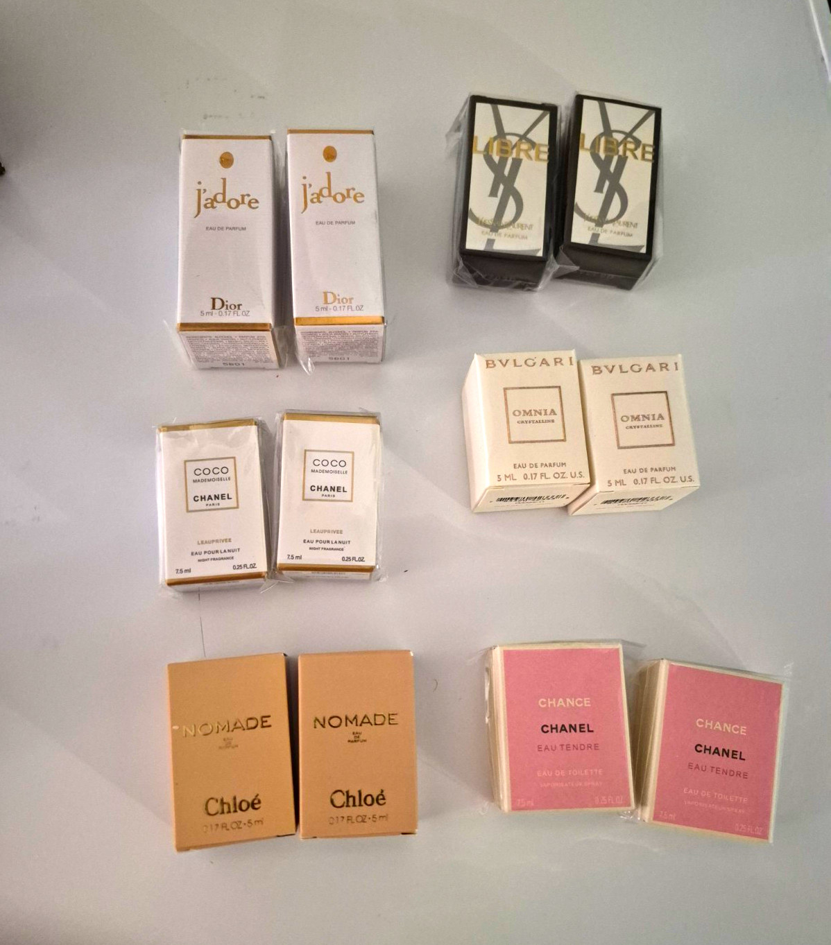 Perfume Miniature Lot - Dior J\'adore, YSL Libre, Chanel Coco, Bvlgari Omnia Perfume Miniature Lot - Dior J\'adore, YSL Libre, Chanel Coco, Bvlgari Omnia