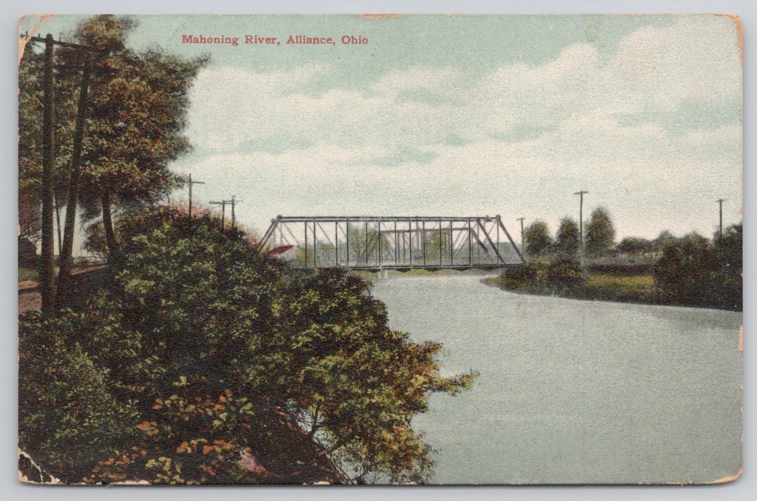 1908 Mahoning River Bridge Alliance Ohio Postcard Litho-Chrome