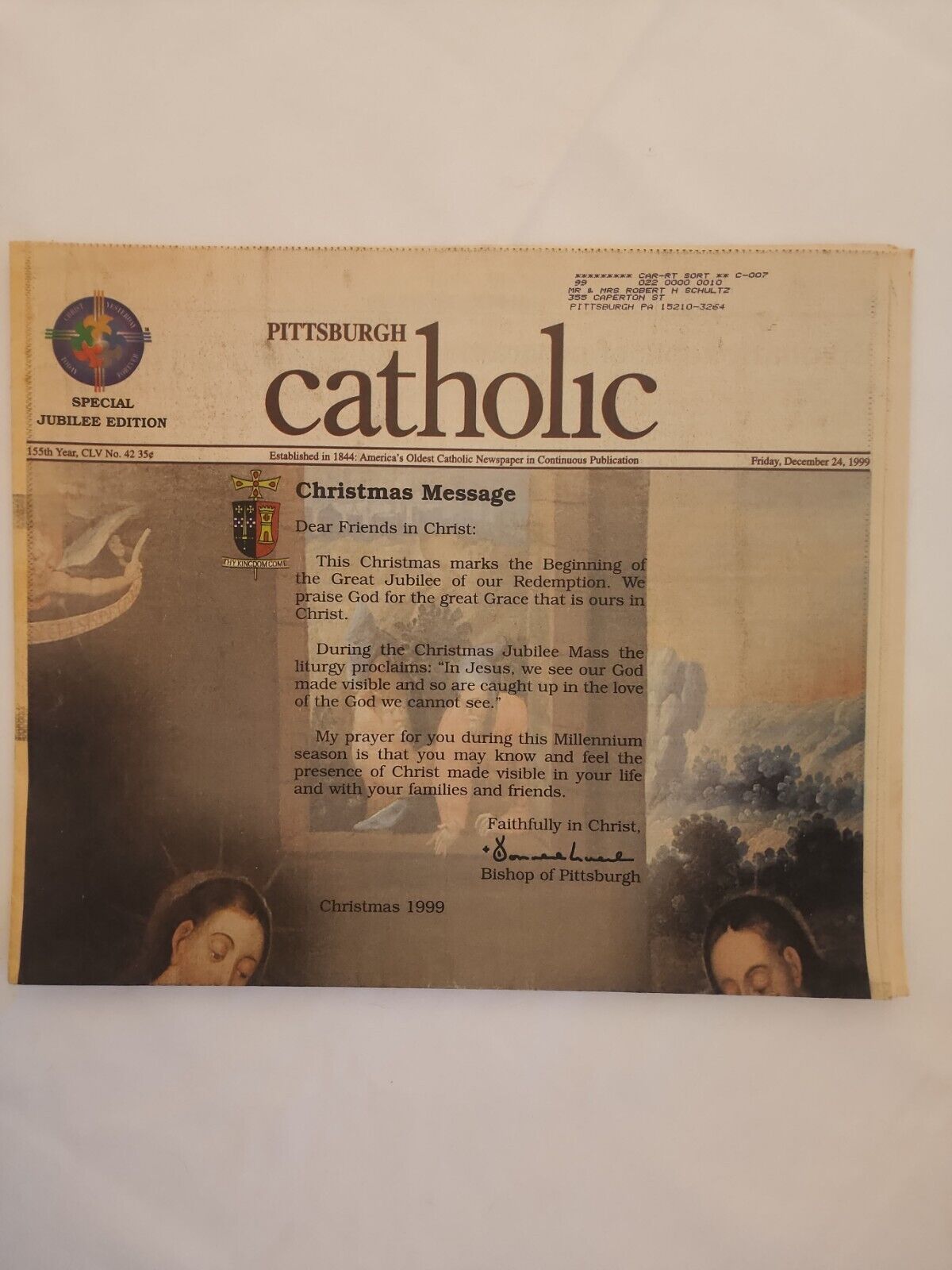 1999 December 24 Pittsburgh Catholic Special Jubillee Christmas Message (MH50-1)