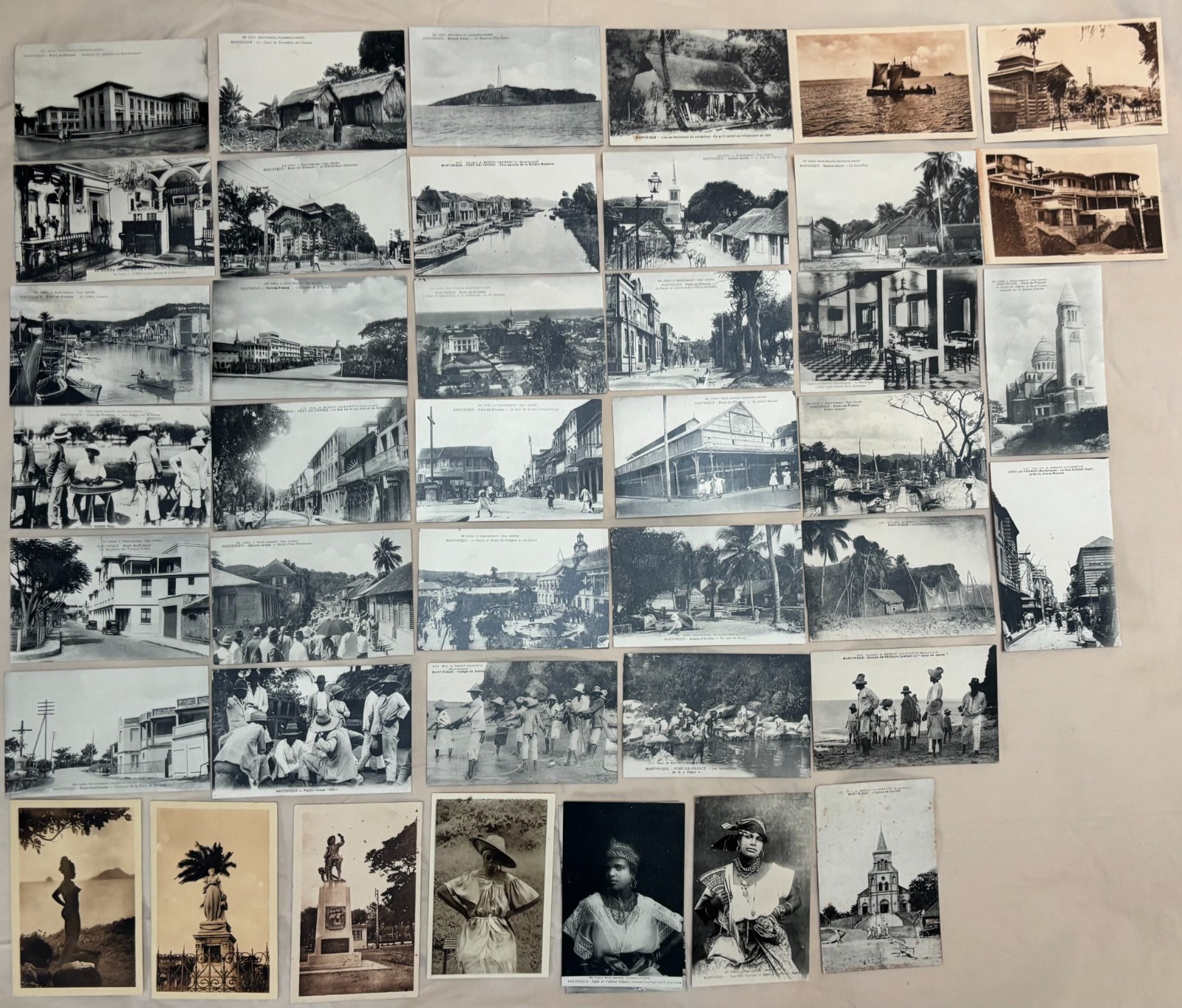 MARTINIQUE WEST INDIES 42 VINTAGE POSTCARDS FORT-DE-FRANCE Sainte Anne 1930s
