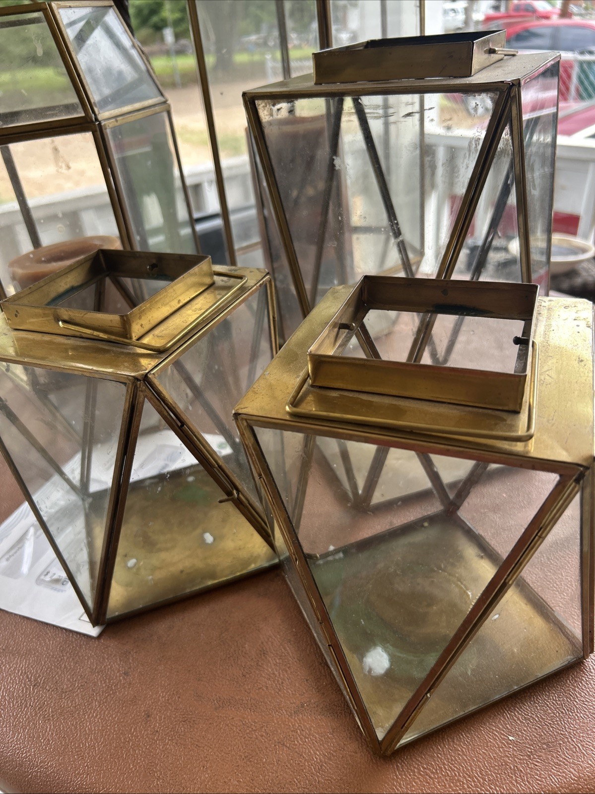 4 Pc Vintage Brass Lantern Set