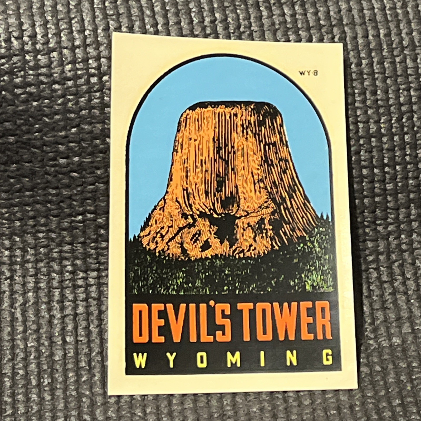 Vintage Devils Tower  Wyoming Decal Auto  3x4 Lindgren Turner WY-8