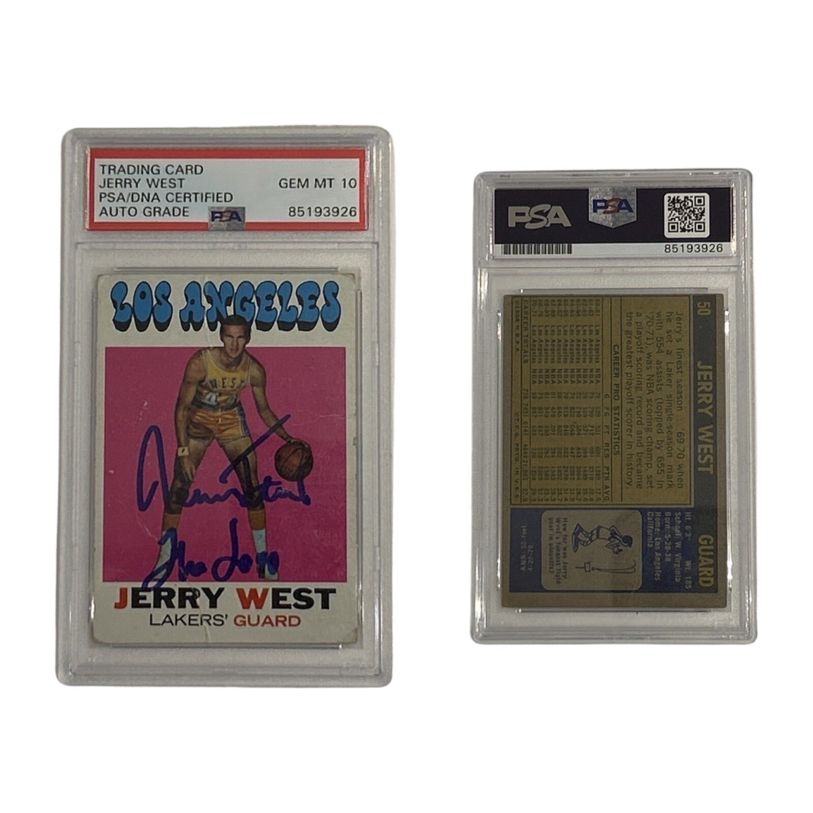 1971 Jerry West Topps #50 “The Logo” Inscription PSA GEM MT 10 Auto Rare 1971 Jerry West Topps #50 “The Logo” Inscription PSA GEM MT 10 Auto Rare