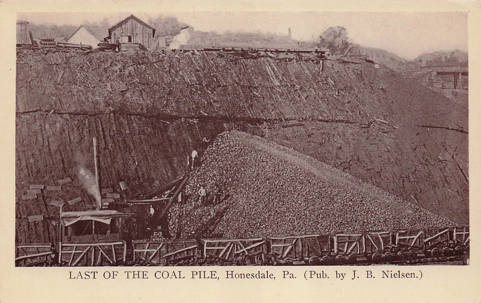Honesdale PA Delaware Hudson Canal Gravity Railroad Coal Pile Vtg Postcard F11
