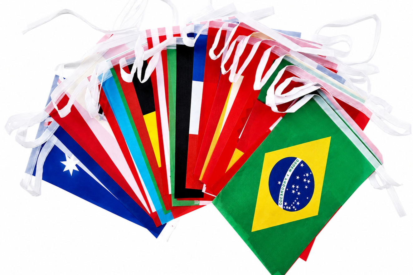 10 Metre 34 Flags of the World Multi Nations Fabric Bunting Speedy Delivery