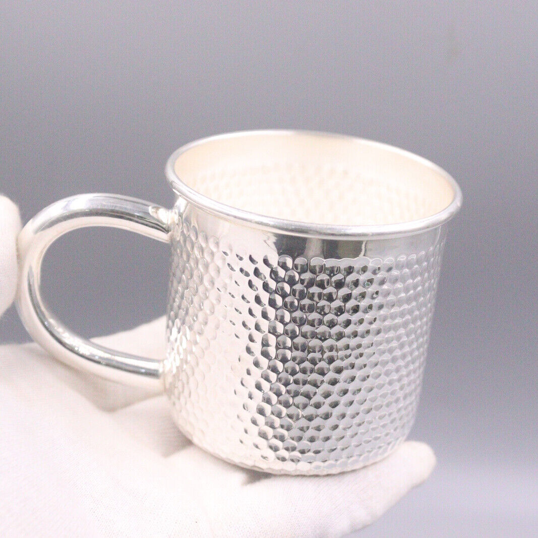 Fine 999 Pure Silver Mug Handmade Hammertone Finishes Tea Cup Small Size Mugs
