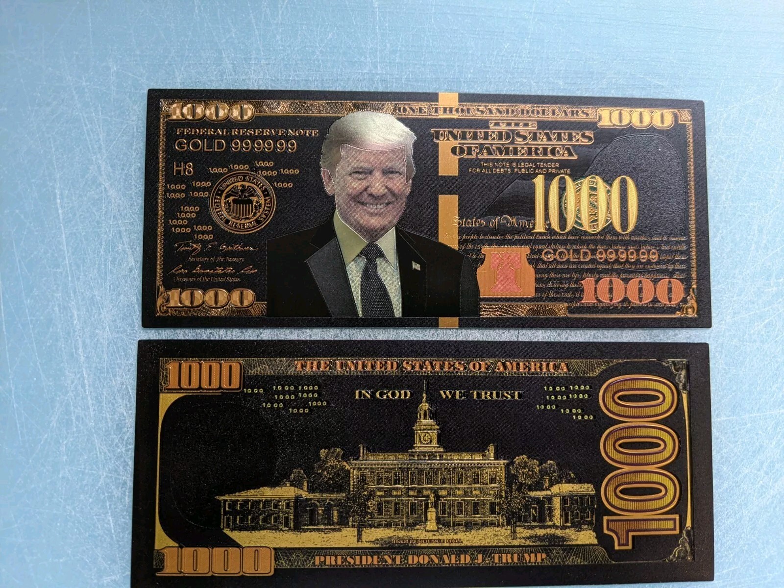Black Gold Foil Banknote President Donald Trump $1000 Dollar Bill